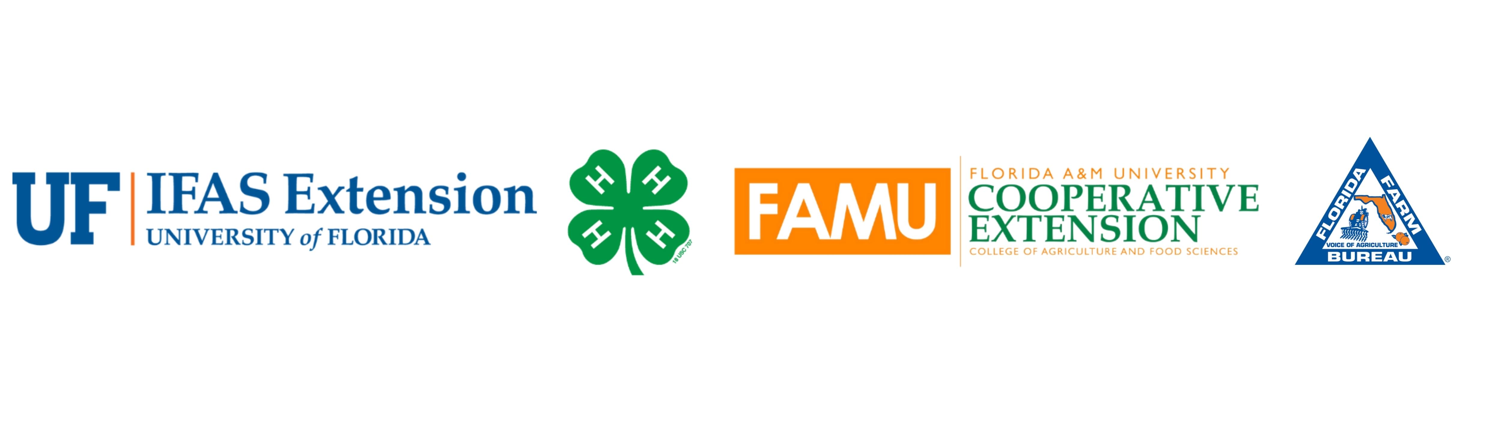 Banner image of UF/IFAS, 4-H, FAMU and Farm Bureau logo icons