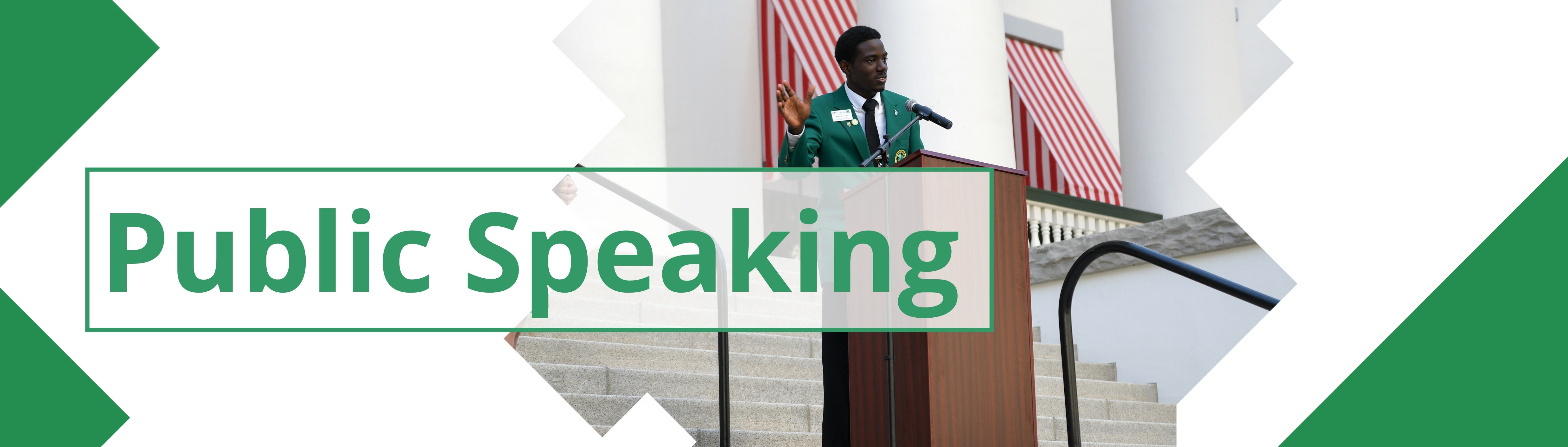 Banner image with you speaking at a podium at the state capital